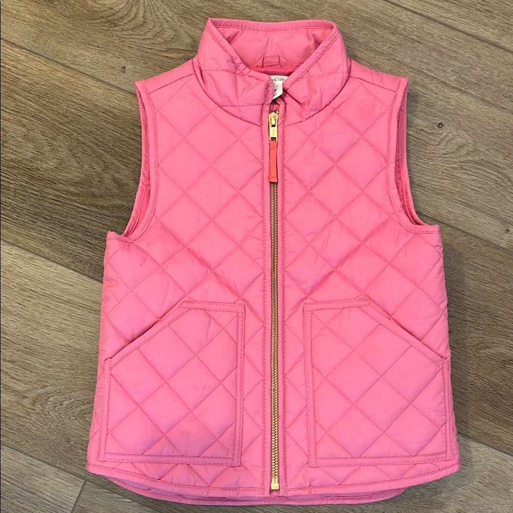 Crewcuts Pink Quilted Vest with Stand-Up Collar